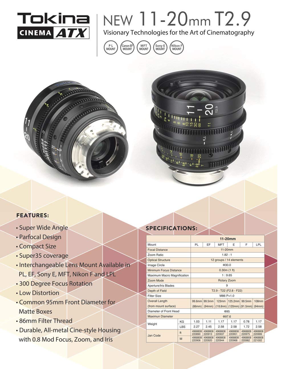 Amazon.com : Tokina Cinema 11-20mm T2.9 F Mount : Electronics